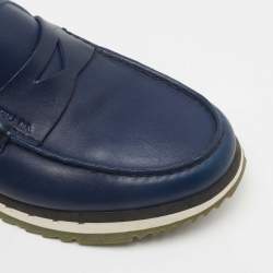 Pre Owned Prada Blue Leather Penny Slip On Sneakers Size 39