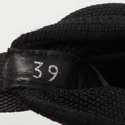Pre Owned Prada Black Logo Print Knit Fabric and Leather Low Top Sneakers Size 39