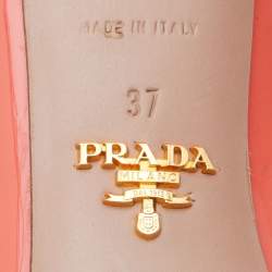 Pre Owned Prada Orange Patent Leather Pointed Toe Kitten Heel Pumps Size 37