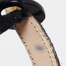 Pre Owned Prada Black Suede Platform Ankle Strap Sandals Size 39