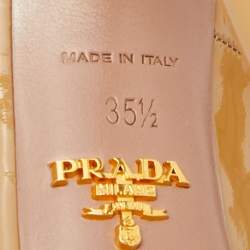 Pre Owned Prada Beige Patent Leather Peep Toe Platform Pumps Size 35.5