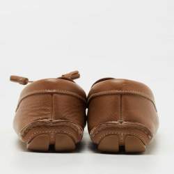 Pre Owned Prada Brown Saffiano Leather Bow Detail Loafers Size 39