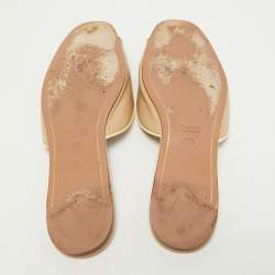 Prada Beige Patent Leather Flat Slides Size 37.5
