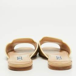 Prada Beige Patent Leather Flat Slides Size 37.5