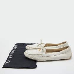 Pre Owned Prada White Leather Penny Slip On Loafers Size 39