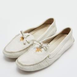 Pre Owned Prada White Leather Penny Slip On Loafers Size 39