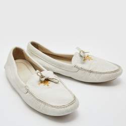 Pre Owned Prada White Leather Penny Slip On Loafers Size 39