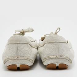 Pre Owned Prada White Leather Penny Slip On Loafers Size 39