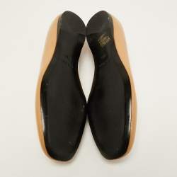 Pre Owned Prada Beige Patent Leather Smoking Slippers Size 38.5