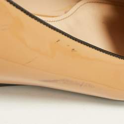 Pre Owned Prada Beige Patent Leather Smoking Slippers Size 38.5