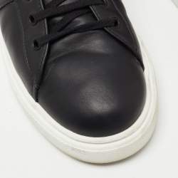 Pre Owned Prada Black Leather Lace Up Sneakers Size 39