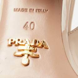 Pre Owned Prada Beige Patent Leather Peep Toe Slingback Pumps Size 40 
