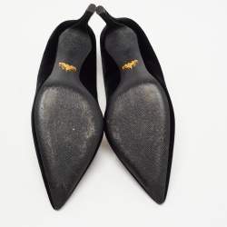 Pre Owned Prada Black Velvet Pointed Toe Pumps Size 38.5