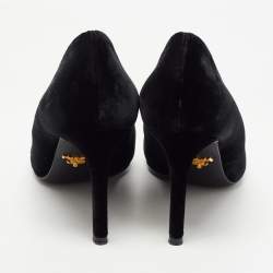 Pre Owned Prada Black Velvet Pointed Toe Pumps Size 38.5