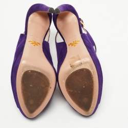 Prada Purple Suede Peep Toe Strappy Slingback Sandals Size 38