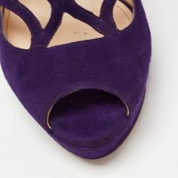 Prada Purple Suede Peep Toe Strappy Slingback Sandals Size 38