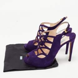 Prada Purple Suede Peep Toe Strappy Slingback Sandals Size 38