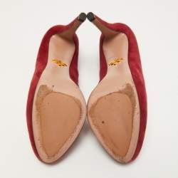 Prada Red Suede Platform Pumps Size 38