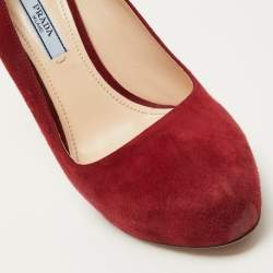 Prada Red Suede Platform Pumps Size 38