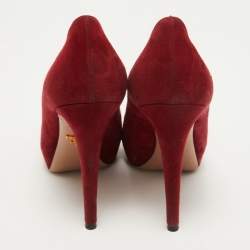 Prada Red Suede Platform Pumps Size 38