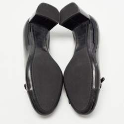 Pre Owned Prada Black Patent Leather Bow Block Heel Pumps Size 35