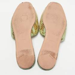 Pre Owned Prada Green/Brown Python Flat Slides Size 41
