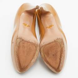 Prada Beige Patent Leather Platform Pumps Size 38.5