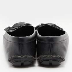 Pre Owned Prada Black Leather Bow Detail Loafers Size 38