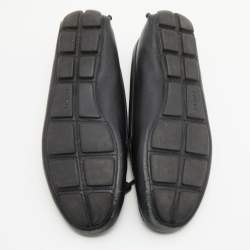 Pre Owned Prada Black Leather Bow Detail Loafers Size 38