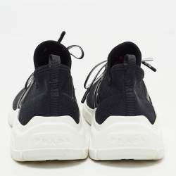 Pre Owned Prada Black Fabric Logo Low Top Sneakers Size 38.5