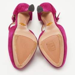 Pre Owned Prada Purple Suede T Bar Ankle Strap Pumps Size 40