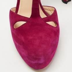 Pre Owned Prada Purple Suede T Bar Ankle Strap Pumps Size 40