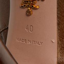 Pre Owned Prada Brown Leather Pointed Toe Booties  Size 40