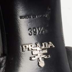 Prada Black Leather Quilted Block Heel Slide Sandals Size 39.5