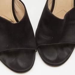 Prada Black Satin Round Toe Slide Sandals Size 39.5
