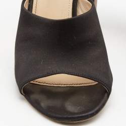 Prada Black Satin Round Toe Slide Sandals Size 39.5