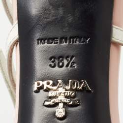 مملوكة مسبقًا Prada Pink/White Leather Pointed Toe Slingback Pumps Size 38.5