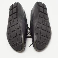 Pre Owned Prada Black Leather Bow Detail Loafers Size 38.5