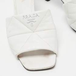 Prada White Quilted Leather Slide Sandals Size 38.5