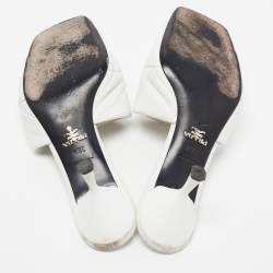 Prada White Quilted Leather Slide Sandals Size 38.5