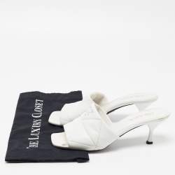 Prada White Quilted Leather Slide Sandals Size 38.5