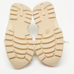 مملوكة مسبقًا Prada Beige Leather and Mesh Lace Up Sneakers Size 39