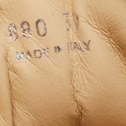 مملوكة مسبقًا Prada Beige Leather and Mesh Lace Up Sneakers Size 39