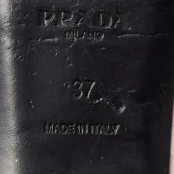 Prada Light Pink Leather Logo Flat Slides Size 37