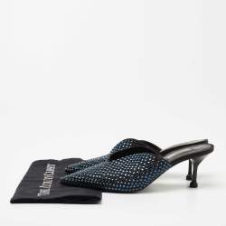 Prada Black Suede Rockstud Pointed Toe Mules Size 39