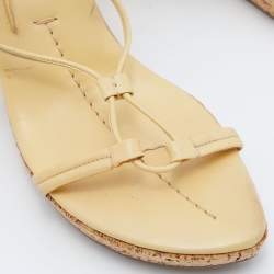 Prada Yellow Leather Ankle Strap Wedge Sandals Size 39