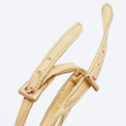 Prada Yellow Leather Ankle Strap Wedge Sandals Size 39