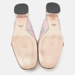 Prada Silver/Pink Lurux Fabric Crystal Embellished Mules Size 40.5