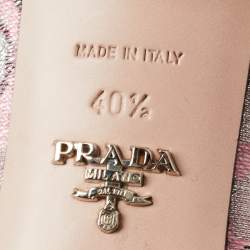 Prada Silver/Pink Lurux Fabric Crystal Embellished Mules Size 40.5
