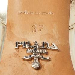 Pre Owned Prada Metallic Gold Leather and PVC Ankle Strap Sandals Size 37